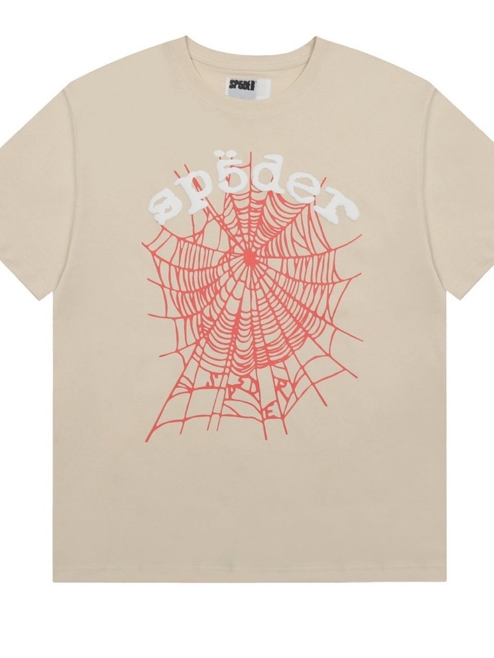Sp5der Tan Graphic Spiderweb Tee Large fits XL